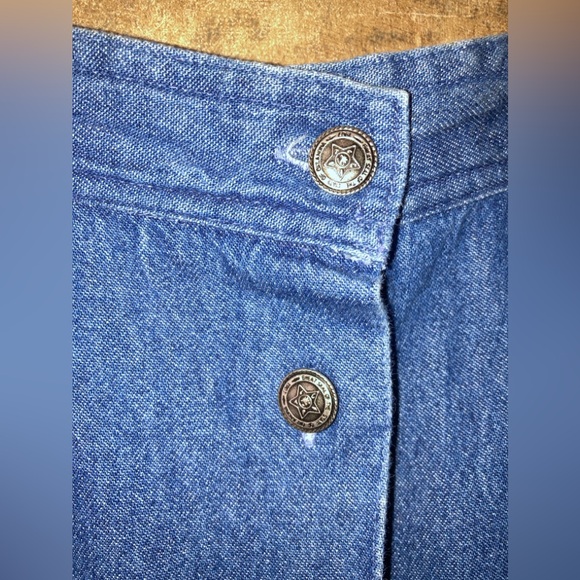 Vintage Denim Skirt Embroidered Hippie Boho 100% Cotton Size L Robin Sinkler - Picture 5 of 9